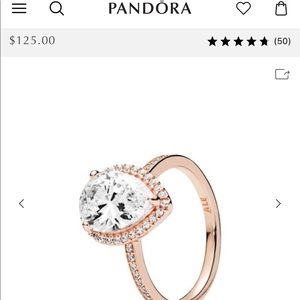 Pandora Radiant Teardrop Ring- Rose Gold